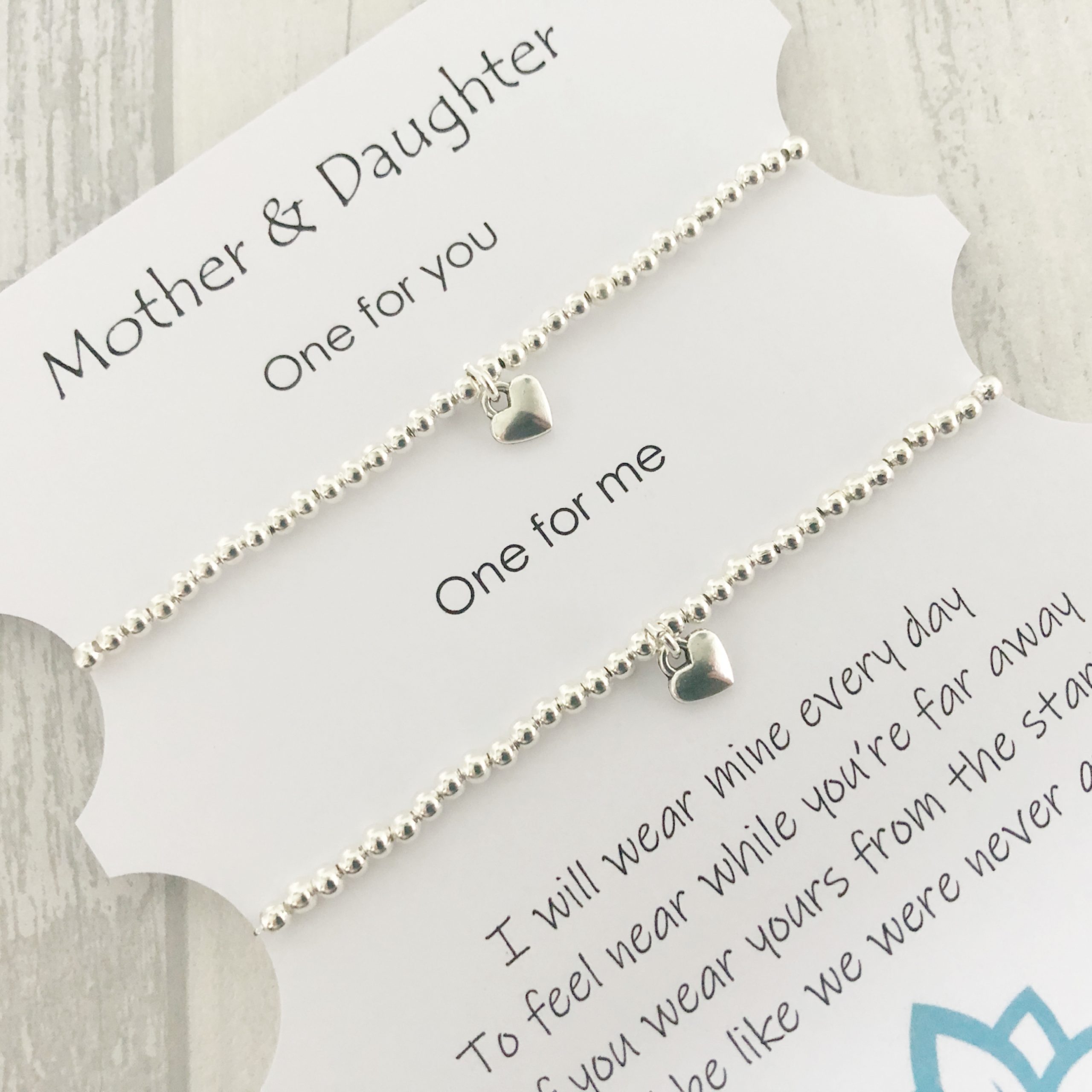 Mother and Daughter Bracelets Set  Stacking  Meaningful Charm